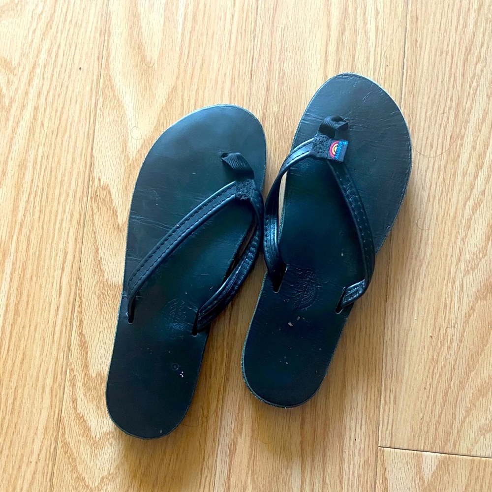 Black Rainbow Flip Flops